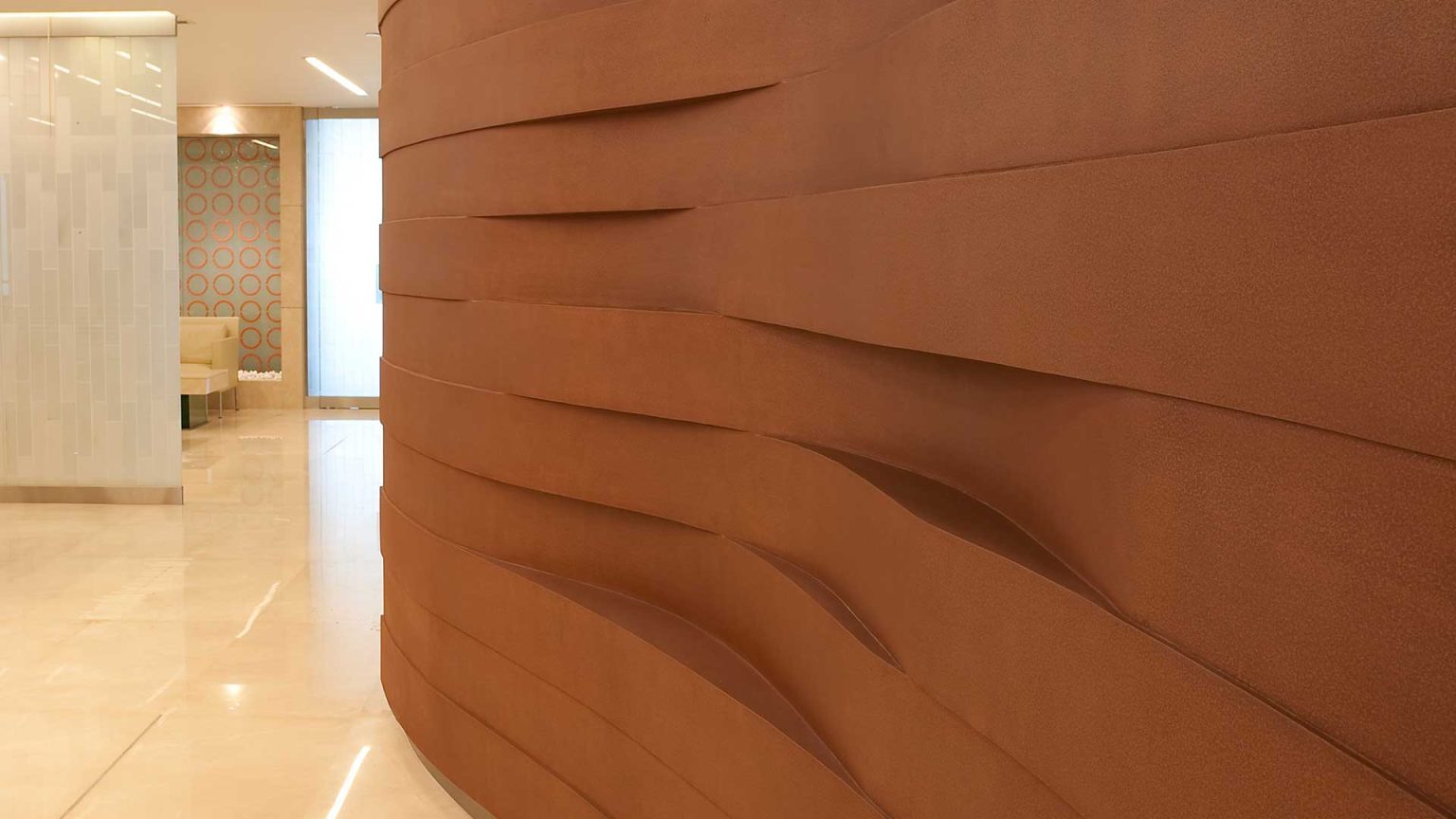 Sculpted feature wall — detail of an El Jaroudi fit-out